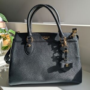 Lovcat Paris Two Way Black Leather Bag